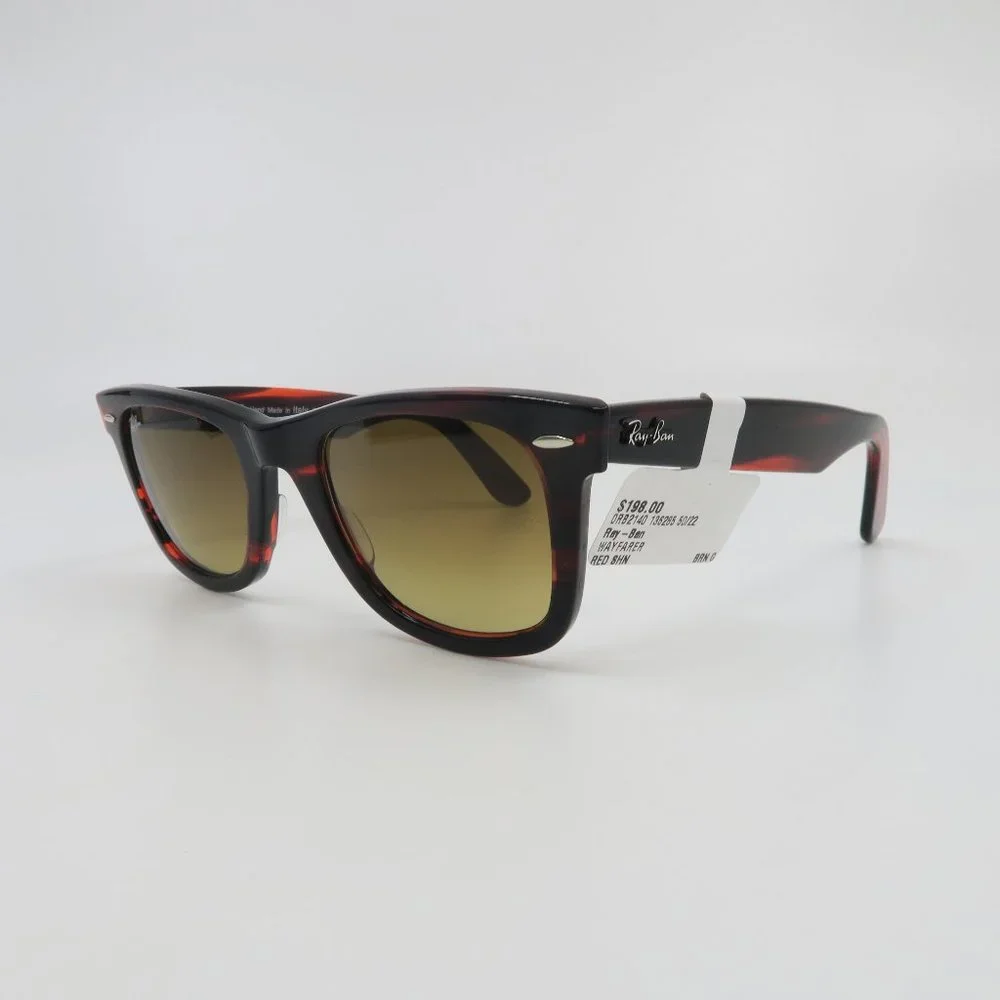 Ray-Ban RB 2140 1362/85 50mm WAYFARER Red/Brown Gradient New Unisex Sunglasses. - Picture 4 of 8